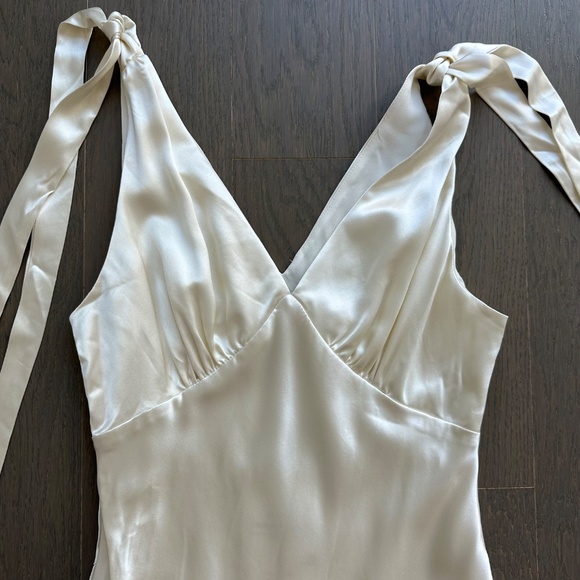 Reformation Pernille Ivory Silk Dress White Wedding Tie Sleeve Medium - with tag - Picture 7 of 12